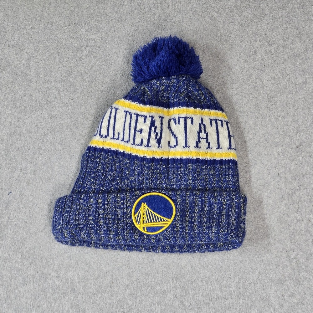 Golden State Warriors Men Beanie ONE SIZE FITS MOST Blue New Era Logo Pom